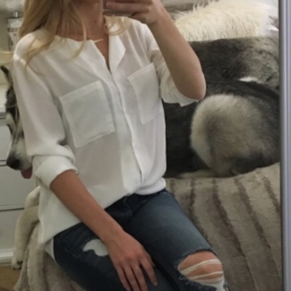 White Button-Down Blouse - Picture 4 of 4